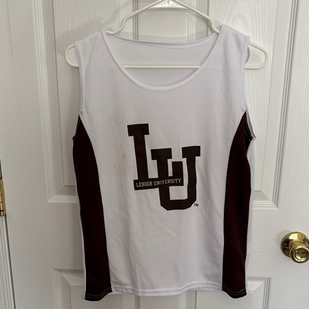 White & Brown Lehigh Athletic Tank Top